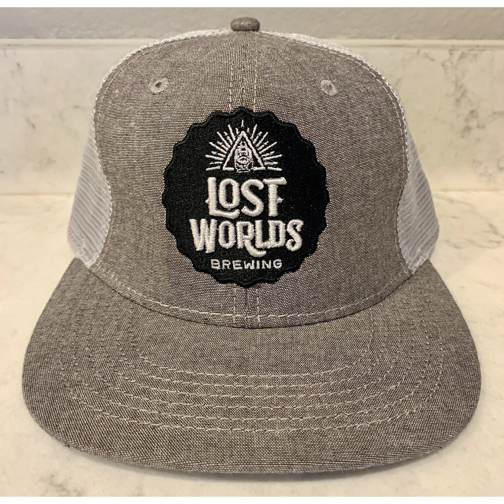 Lost Worlds Brewing Co. Trucker Hat - Grey Mesh Back Adventure Hat Cornelius, NC